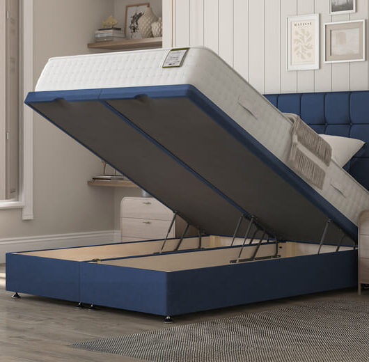 Highgrove Belmont 1000 Pocket Natural Mattress + Ottoman Divan Bed, Silver, End Ottoman, Single