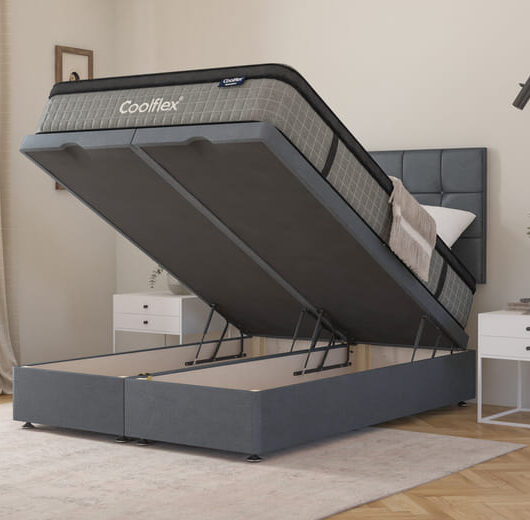 Coolflex Hybrid ICE Mattress + Ottoman Divan Bed, Silver, End Ottoman, Single