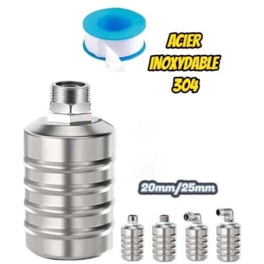 Water valve, liquid level control float valve, fully automatic in 304 stainless steel, valve water level controller (25 mm, side water inlet)