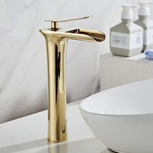 Waterfall Bathroom Faucet, Waterfall Basin Mixer Tap, High Waterfall Bathroom Faucet, Gold Bathroom Faucet